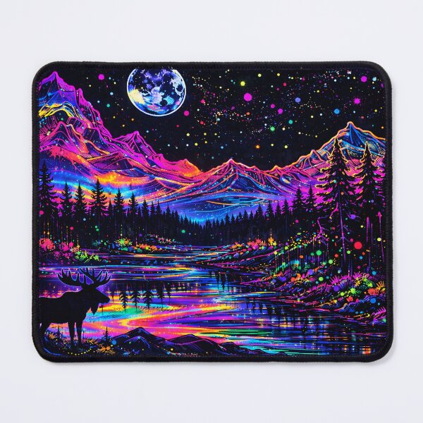 Item preview, Blacklight style Moose with Mountains and Lake designed and sold by Matt's Artificial Nature.