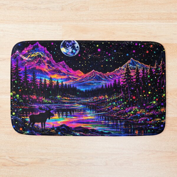 Item preview, Blacklight style Moose with Mountains and Lake designed and sold by Matt's Artificial Nature.
