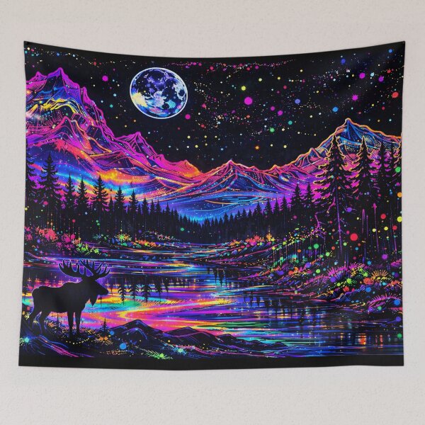 Item preview, Blacklight style Moose with Mountains and Lake designed and sold by Matt's Artificial Nature.