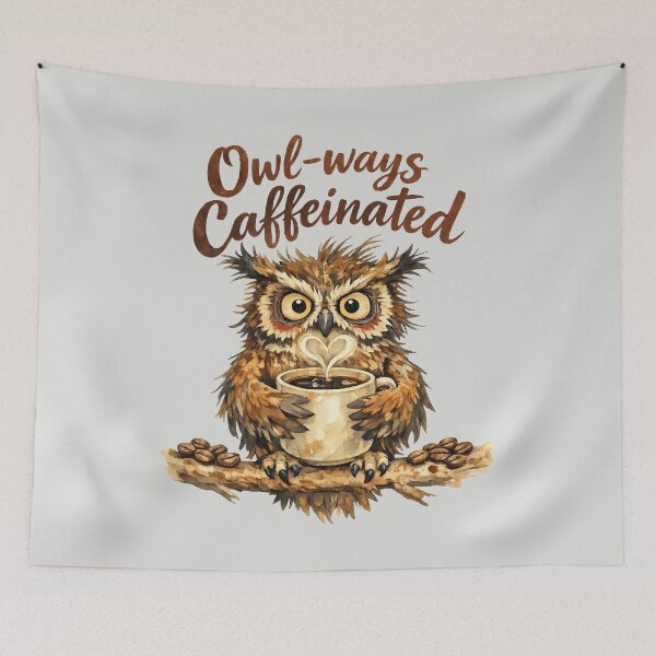 Item preview, Owl-ways Caffeinated - Funny Coffee Owl designed and sold by DigitalGlade.