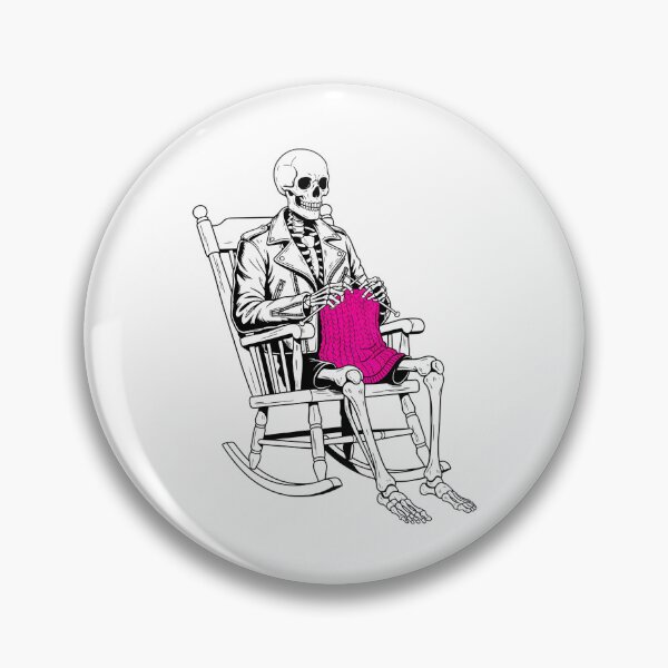 Artikelvorschau, Skelett in Lederjacke strickt rosa Pullover entworfen und verkauft von Kvarny.