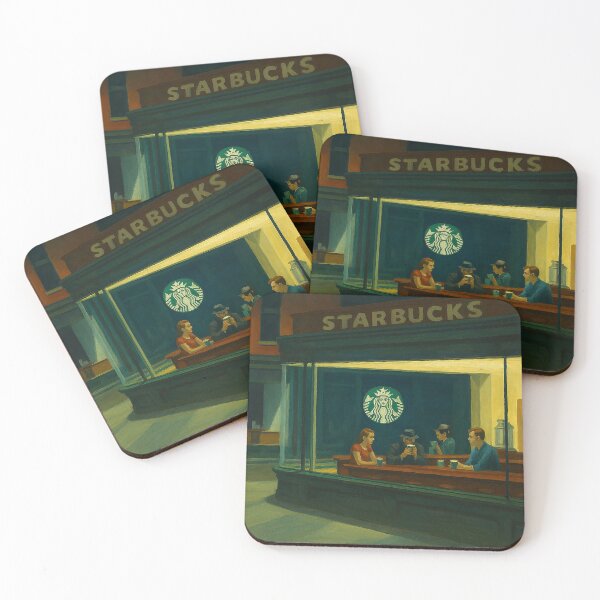 Item preview, Nighthawks at the Starbucks – Urban Loneliness Art Parody designed and sold by DiamondSkyShirt.