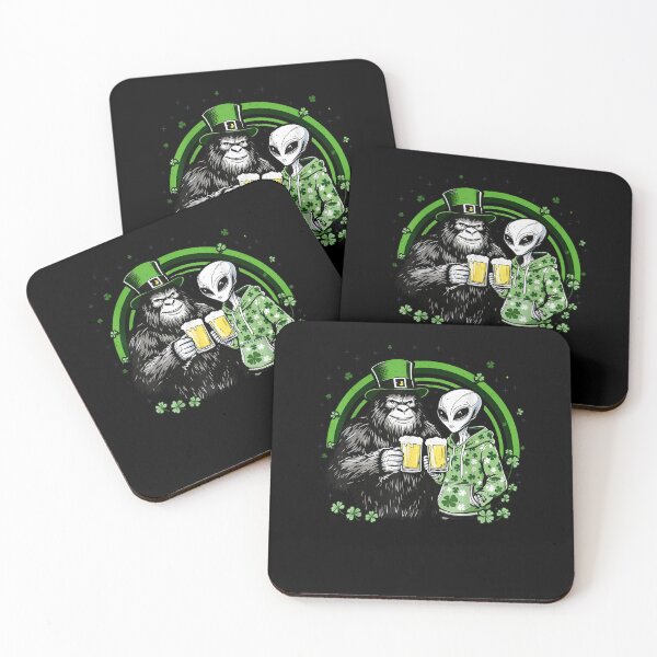 Item preview, bigfoot and alien Sasquatch St Patricks Day Funny Irish Beer designed and sold by Boutkimaewab.