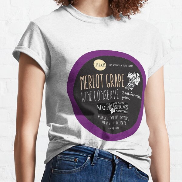 Merlot Grape Wine Conserve - Magpie Springs - Adelaide Hills Wine Region - Fleurieu Peninsula - South Australia Classic T-Shirt
