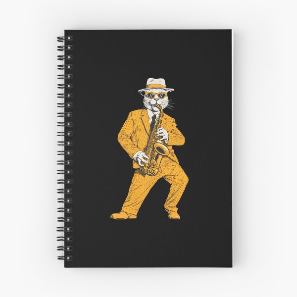 Item preview, cat playing saxophone designed and sold by Uglyandcute.