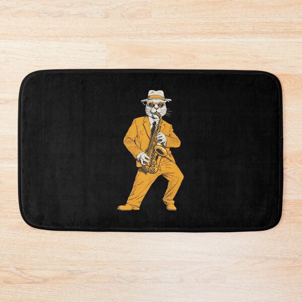 Item preview, cat playing saxophone designed and sold by Uglyandcute.