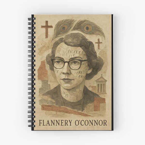 Item preview, Flannery O’Connor Southern Gothic Collage – Abstract Portrait with Peacocks, Rusted Crosses, Kraft & Vellum Layers designed and sold by Cosmopolis.