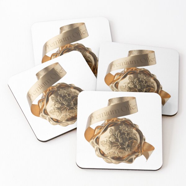 Item preview, Luxury golden premium offer seal with ribbon and flower design designed and sold by Creative88Art.