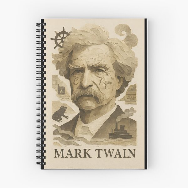 Item preview, Mark Twain Abstract Collage Portrait – Mississippi Riverboat Sepia Newsprint Texture designed and sold by Cosmopolis.