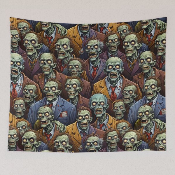 Item preview, Stylized Zombie Crowd Pattern – Horror Suits designed and sold by Fabricbella.
