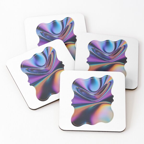 Item preview, Vibrant holographic liquid shape with rainbow colors and gold accents designed and sold by Creative88Art.