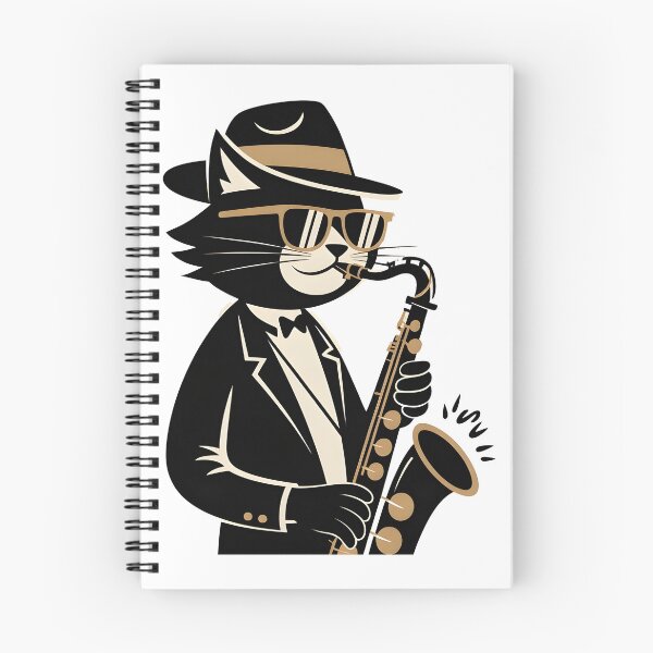 Item preview, cat playing saxophone designed and sold by Uglyandcute.