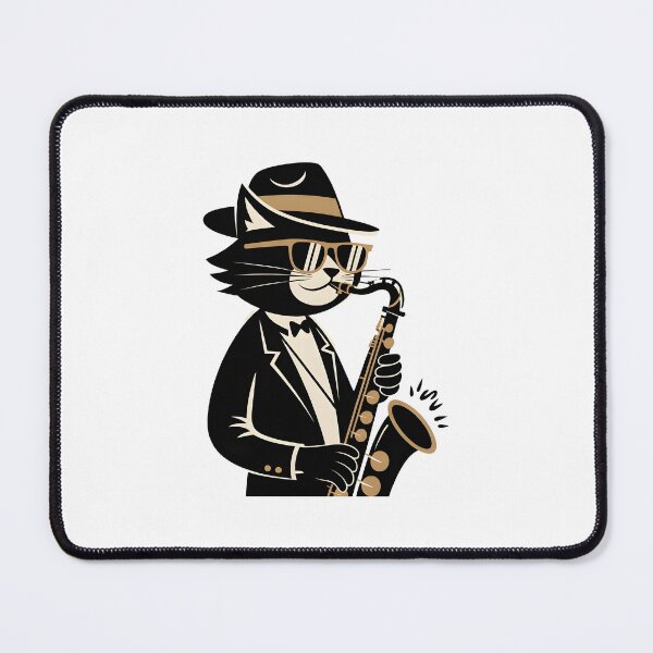 Item preview, cat playing saxophone designed and sold by Uglyandcute.