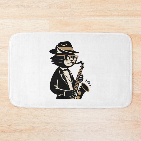 Item preview, cat playing saxophone designed and sold by Uglyandcute.