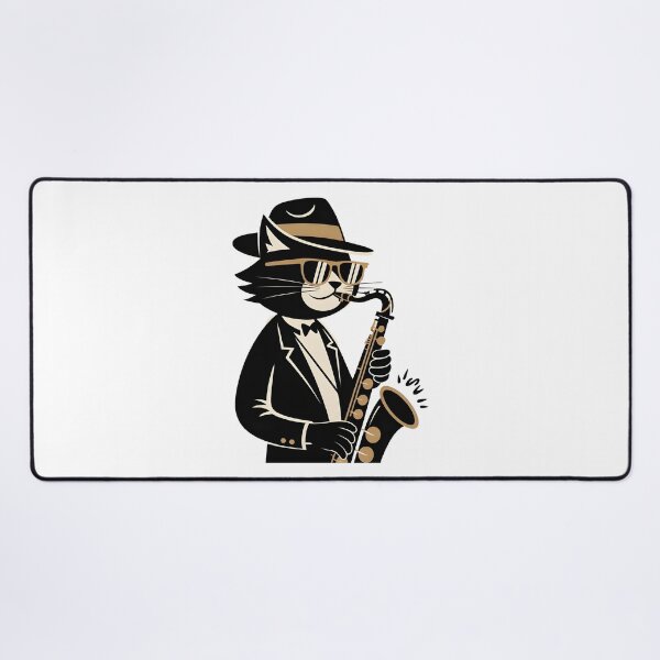 Item preview, cat playing saxophone designed and sold by Uglyandcute.
