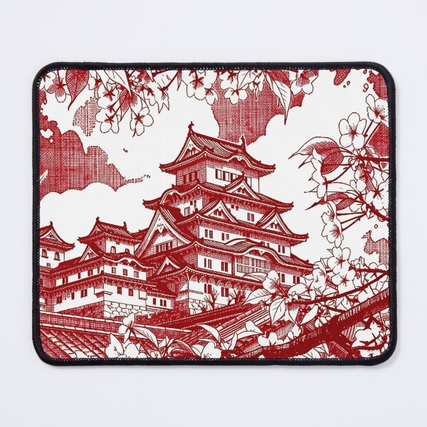 Item preview, Himeji Castle Japan Travel Red Ink Illustration Poster designed and sold by Stripe Wall Studio.