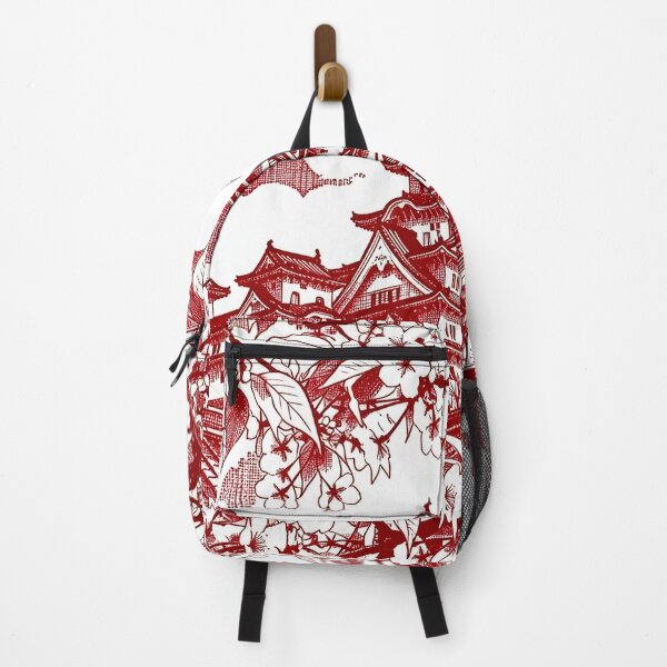 Item preview, Himeji Castle Japan Travel Red Ink Illustration Poster designed and sold by Stripe Wall Studio.