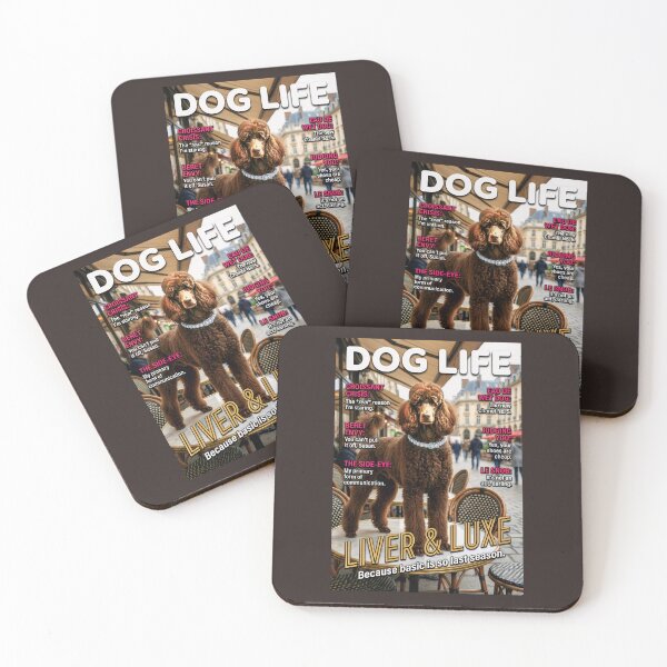 Item preview, Chocolate Labradoodle Liver & Luxe: Funny Dog Life Magazine Cover Art designed and sold by FrancophileFun.