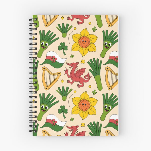 Item preview, Cute Welsh Pattern | Daffodils Leeks Dragons Harps & Flags designed and sold by Midnight Veil Designs.