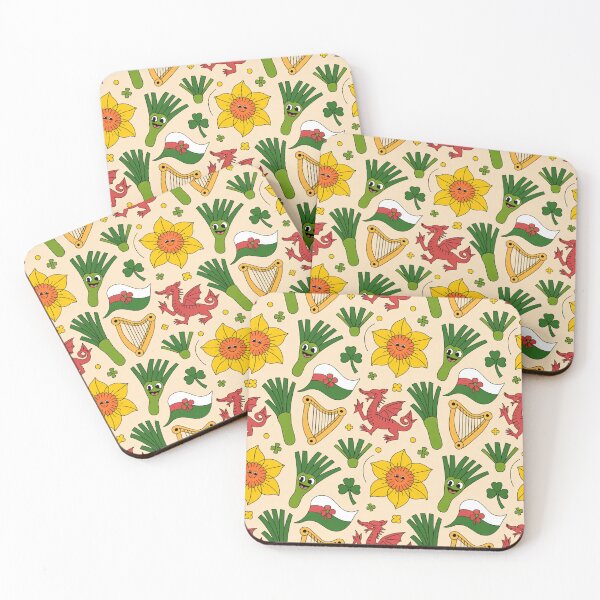 Item preview, Cute Welsh Pattern | Daffodils Leeks Dragons Harps & Flags designed and sold by Midnight Veil Designs.