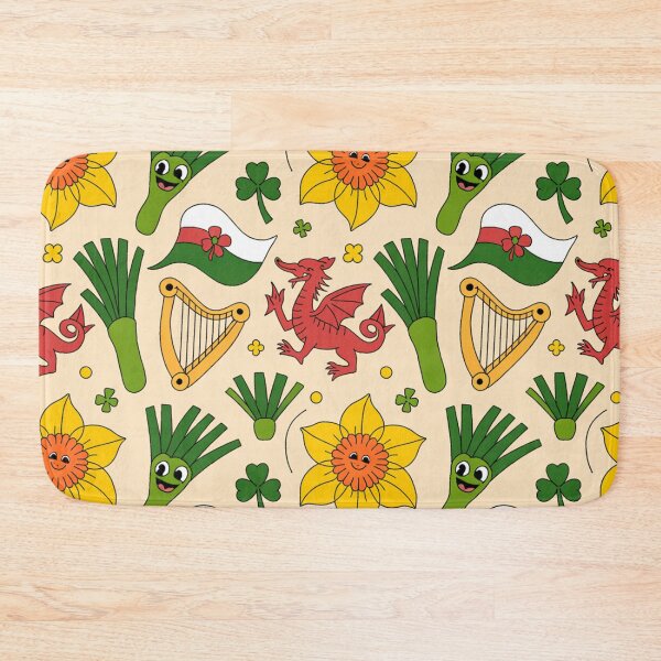 Item preview, Cute Welsh Pattern | Daffodils Leeks Dragons Harps & Flags designed and sold by Midnight Veil Designs.