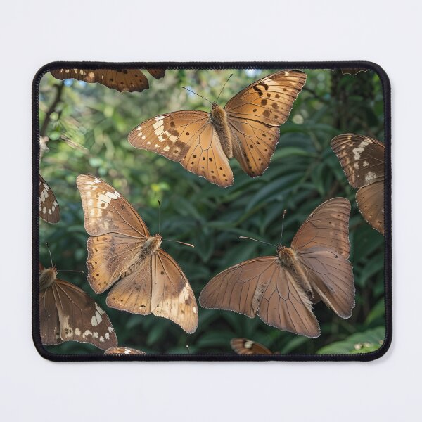 Item preview, Brown butterflies with black spots fly in lush green forest designed and sold by Creative88Art.