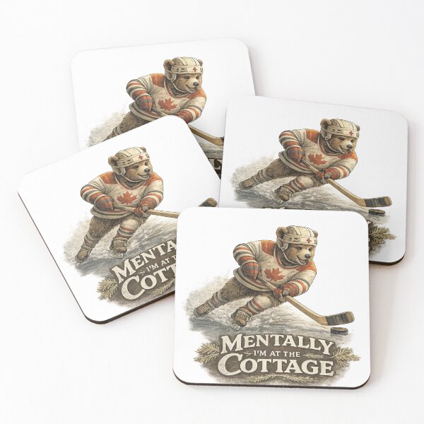 Item preview, Vintage Hockey Bear Cottage Life Illustration – Rustic Winter Sports Art designed and sold by YK SHOP.
