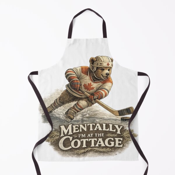 Item preview, Vintage Hockey Bear Cottage Life Illustration – Rustic Winter Sports Art designed and sold by YK SHOP.