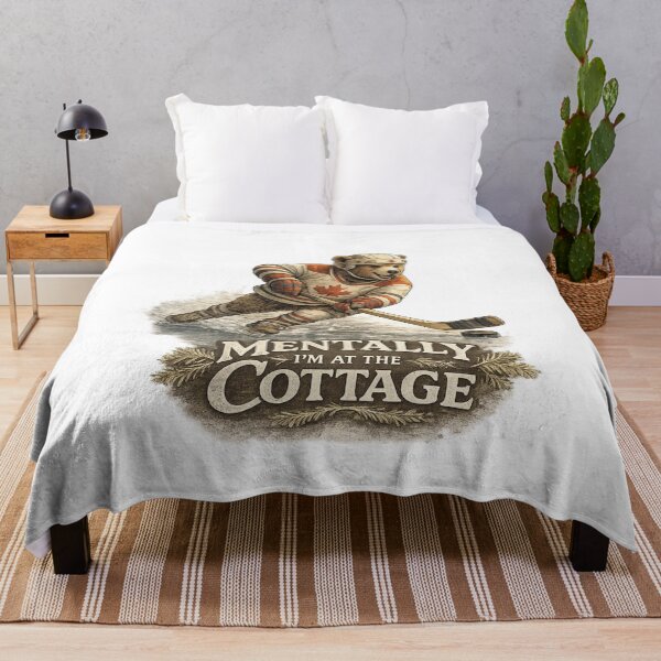 Item preview, Vintage Hockey Bear Cottage Life Illustration – Rustic Winter Sports Art designed and sold by YK SHOP.