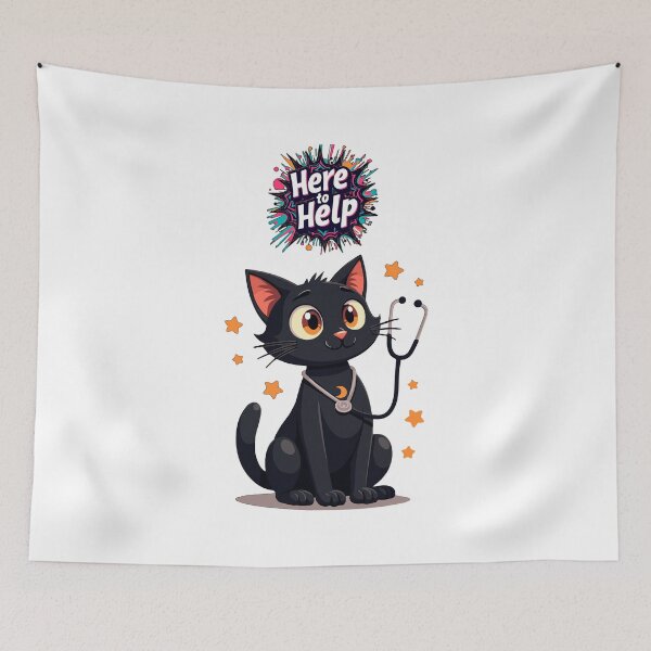 Item preview, Helpful Doctor Black Cat Supportive Message Art designed and sold by Black Cat Merch Company.