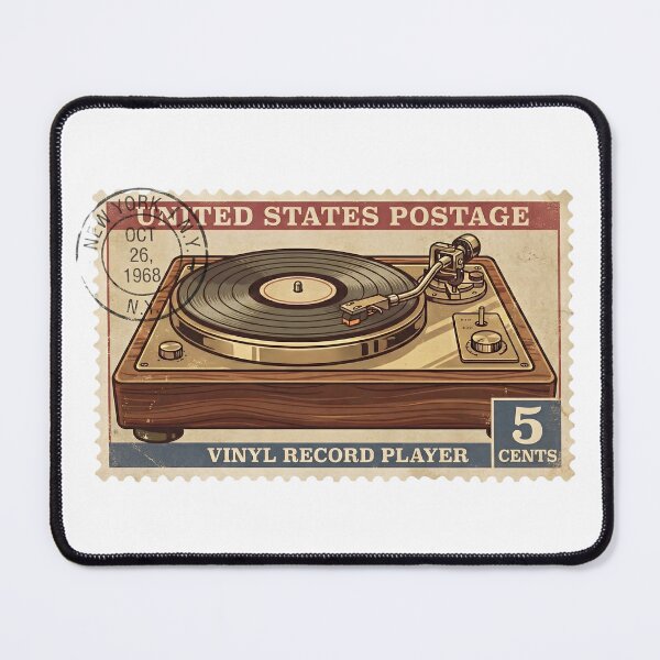 Item preview, Vintage Vinyl Record Player Postage Stamp Art designed and sold by Fluidic-Space.