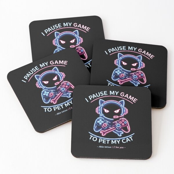 Item preview, Neon Cyberpunk Gamer Cat I Pause My Game To Pet My Cat designed and sold by akiotatsuo.