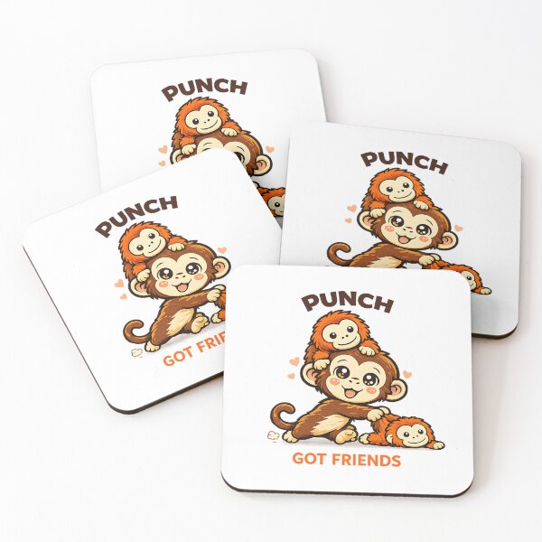Item preview, Punch The Monkey Friends Cartoon Illustration Cute Kawaii Wholesome Energy designed and sold by Thread-Riot.
