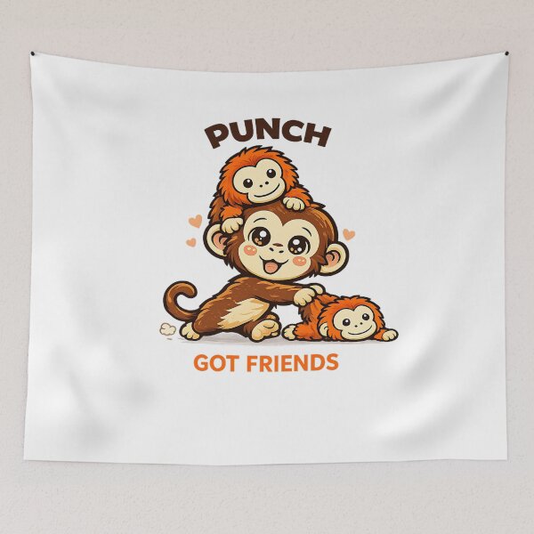 Item preview, Punch The Monkey Friends Cartoon Illustration Cute Kawaii Wholesome Energy designed and sold by Thread-Riot.