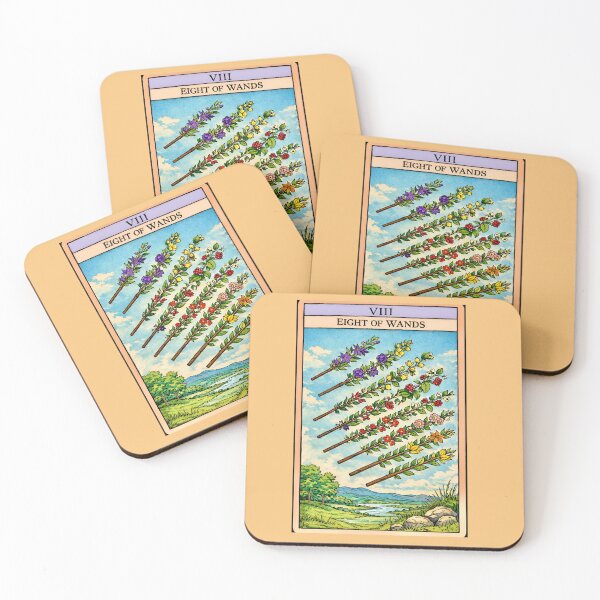 Item preview, Eight of Wands Tarot Card with Floral Wands –  Botanical Tarot Illustration designed and sold by EmiliaBassano.