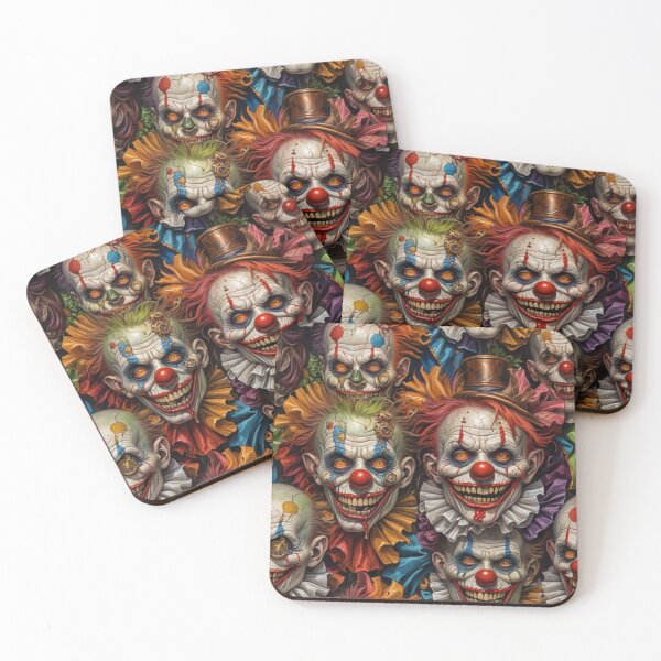 Item preview, Stylized Zombie Crowd Pattern – Creepy Clowns designed and sold by Fabricbella.
