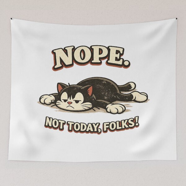 Item preview, Retro Grouchy Tuxedo Cat Nope Not Today Folks designed and sold by akiotatsuo.