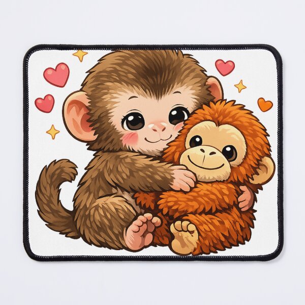 Item preview, Punch the Monkey & His Plush – Cute Kawaii Monkey Design designed and sold by ProDesigns-KM.