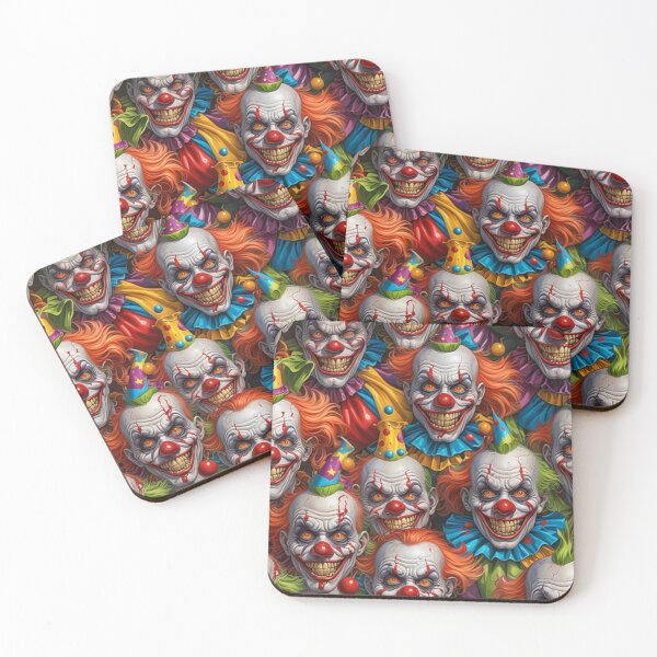 Item preview, Stylized Zombie Crowd Pattern – Creepy Clowns designed and sold by Fabricbella.