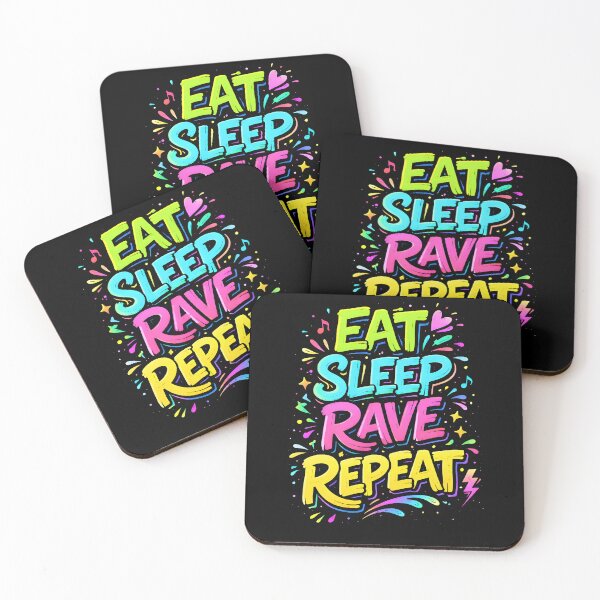 Item preview, Eat Sleep Rave Repeat Neon Party Graphic Design designed and sold by VoidBloom Studio.