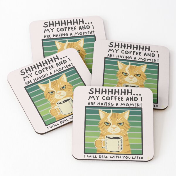 Item preview, T-shirt cat drinking coffe designed and sold by Loves4paws.