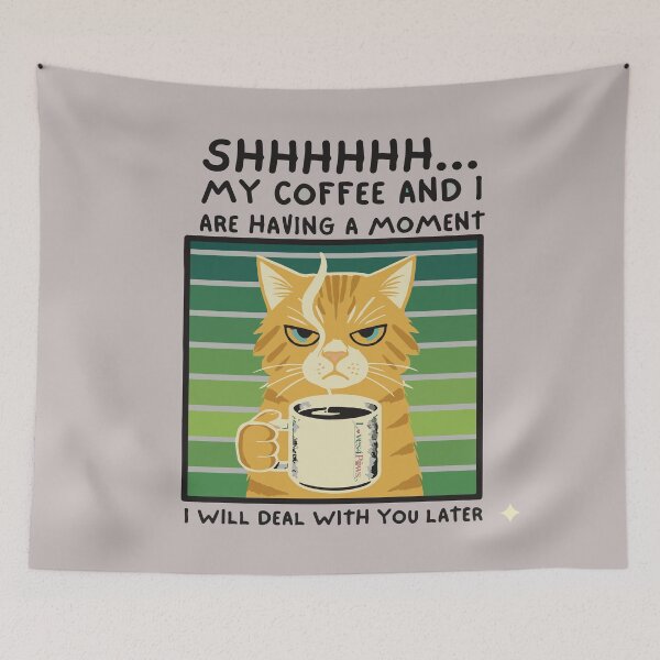 Item preview, T-shirt cat drinking coffe designed and sold by Loves4paws.