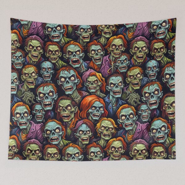Item preview, Stylized Zombie Crowd Pattern – Horror Suits designed and sold by Fabricbella.