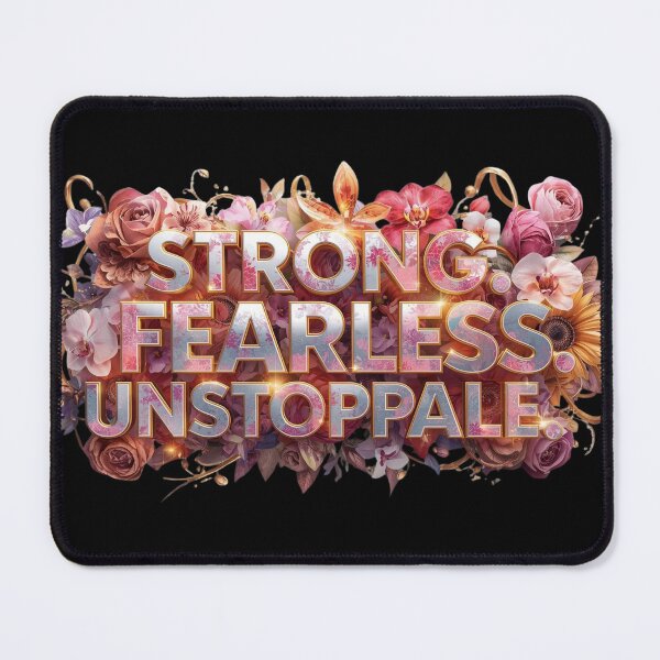 Item preview, Strong Fearless Unstoppable – Bold Floral Women Empowerment Quote designed and sold by YourTrendyTees.