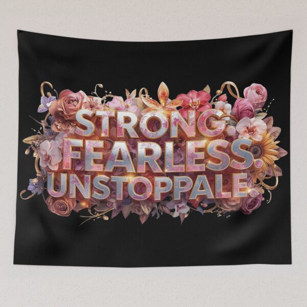 Item preview, Strong Fearless Unstoppable – Bold Floral Women Empowerment Quote designed and sold by YourTrendyTees.