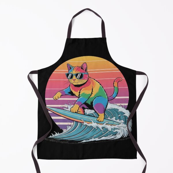 Item preview, Cat Surfing – Rainbow Surf Cat with Retro Sunset designed and sold by D-Oles-Mercher.