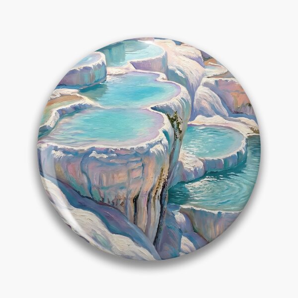 Item preview, Iridescent Pamukkale Thermal Pools in Turkey Painting, Cotton Palace Hot Springs in Türkiye designed and sold by matchakpop.