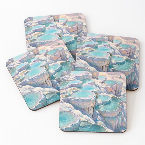Item preview, Iridescent Pamukkale Thermal Pools in Turkey Painting, Cotton Palace Hot Springs in Türkiye designed and sold by matchakpop.