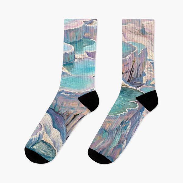 Item preview, Iridescent Pamukkale Thermal Pools in Turkey Painting, Cotton Palace Hot Springs in Türkiye designed and sold by matchakpop.