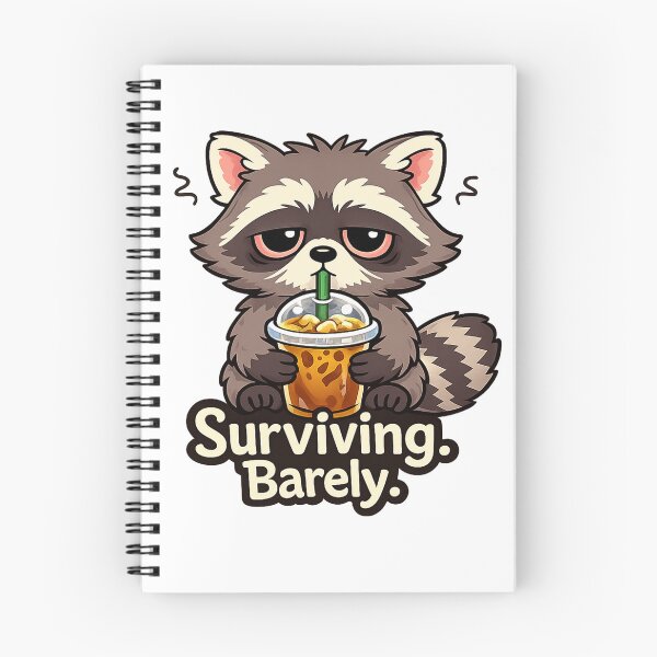 Item preview, Tired Raccoon Drinking Iced Coffee – “Surviving Barely” Funny Burnout Meme Cute Trash Panda designed and sold by Florarts.